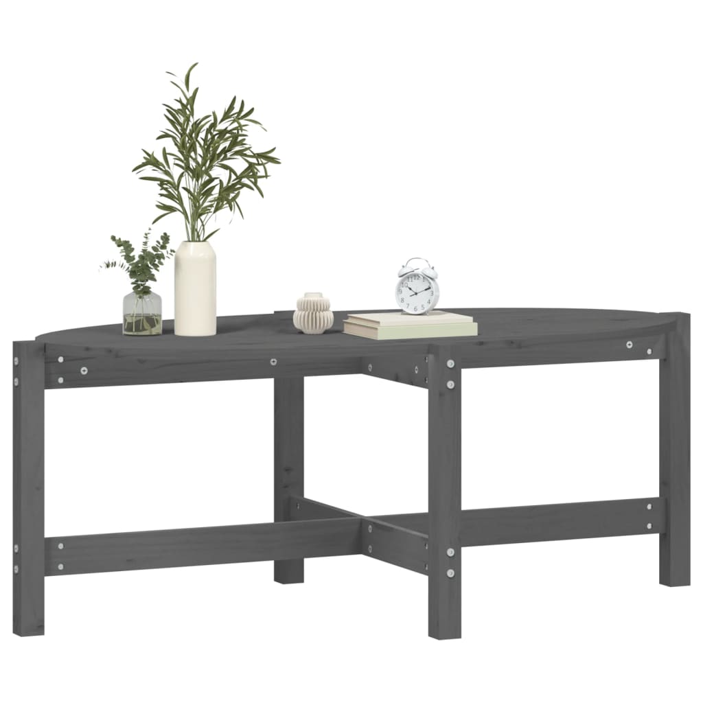 Mesa De Centro De Madera Maciza De Pino Gris 118x63x45 Cm_2