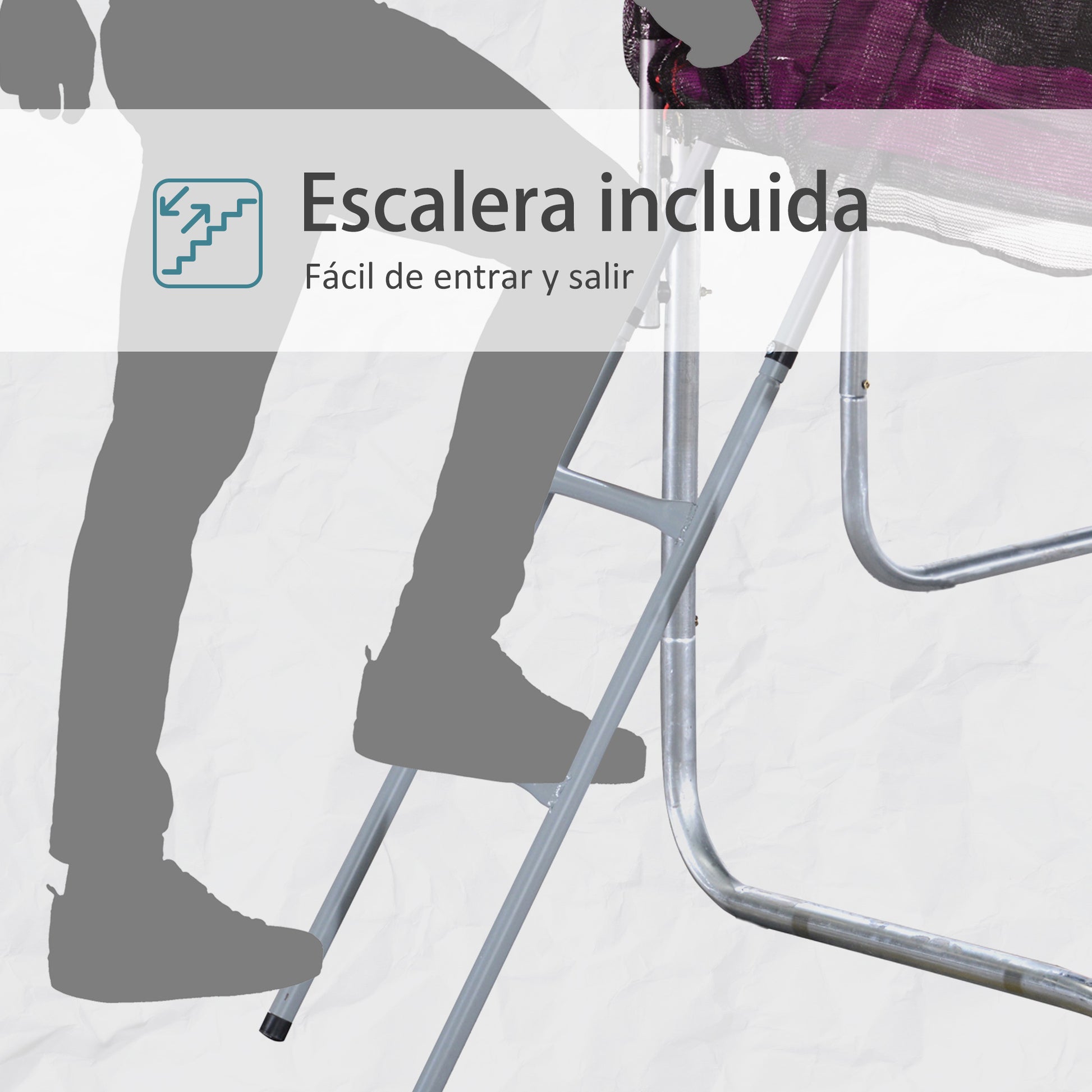 Homcom Trampolín De Exterior Multiuso Con Red Seguridad Y Escalera Carga 100kg_5