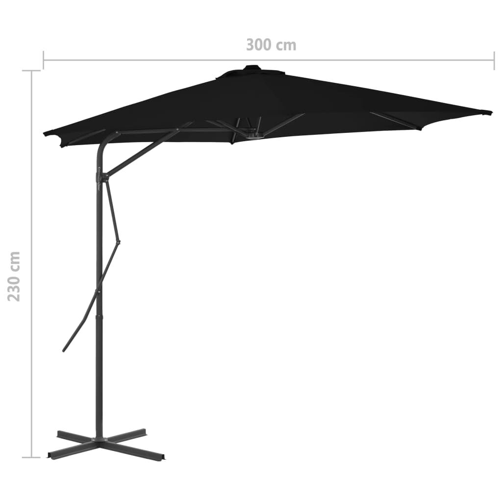 Vidaxl Sombrilla De Jardín Con Palo De Acero Negro 300x230 Cm_2