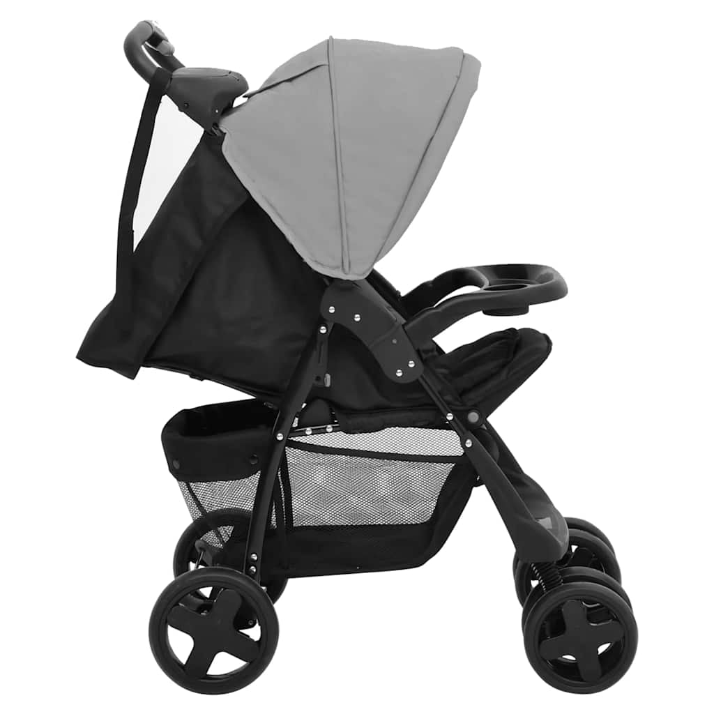 Vidaxl Carrito De Bebés 2 En 1 De Acero Gris Claro Y Negro_3