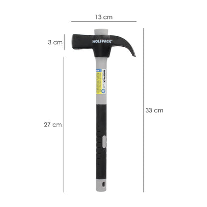 Martillo Uña Mango Fibra Vidrio Mango Fibra Vidrio Con Empuñadura Antideslizante. 600 Gramos 33 Cm.