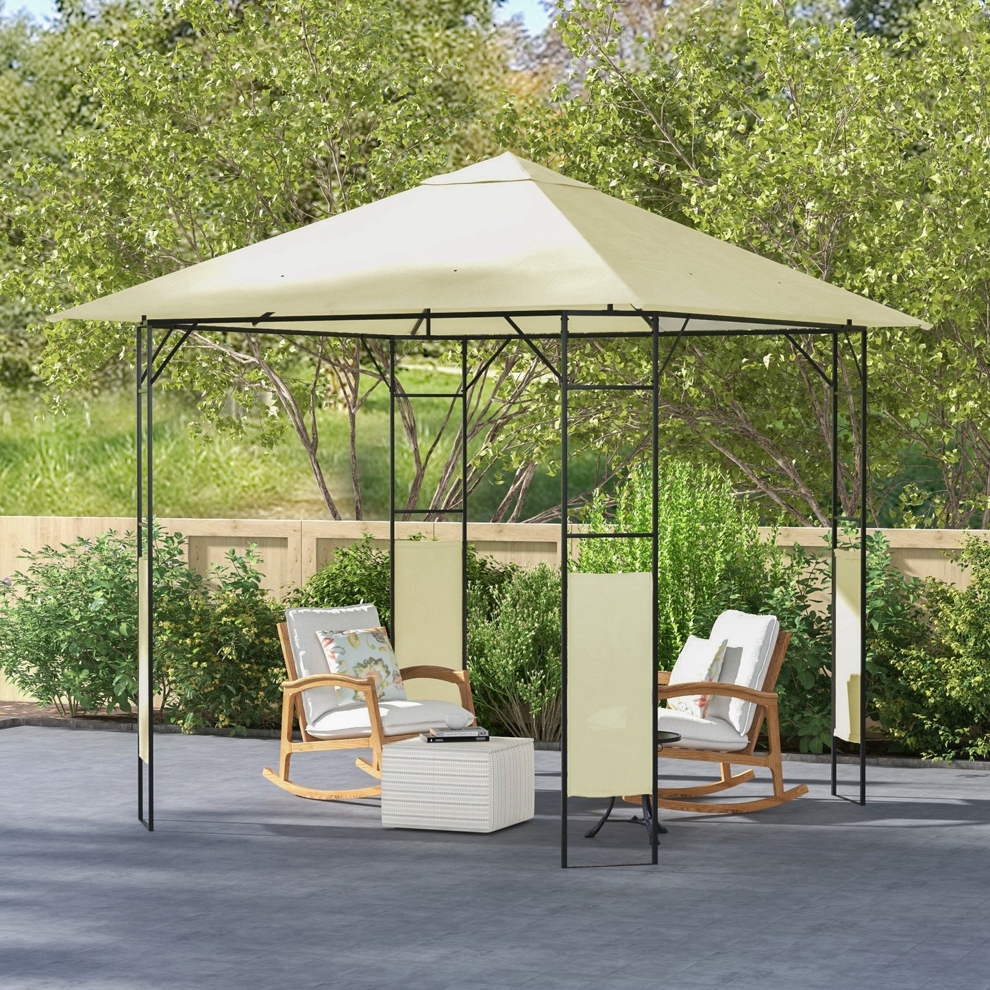 Outsunny Conjunto De Cenador De Jardín 3x3x2,6 M Y Techo De Repuesto 3x3 M_1