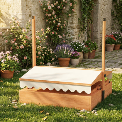 Aiyaplay Arenero Para Niños De Madera Con Toldo Ajustable Mesa Con Bancos Marrón_4