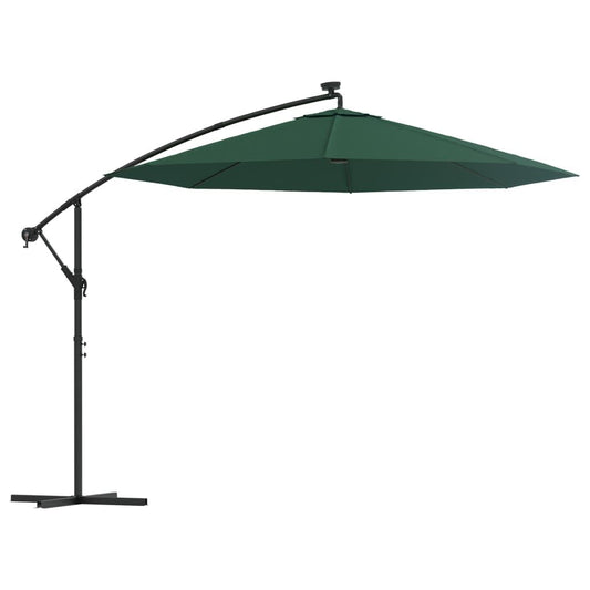 Vidaxl Sombrilla Colgante Con Luces Led Y Palo De Metal Verde 300 Cm_0