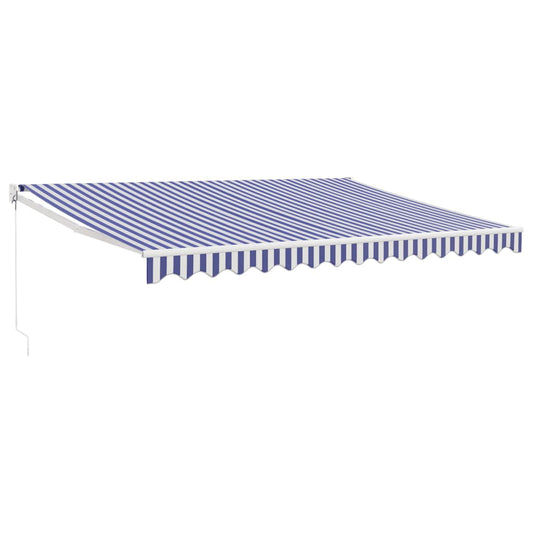 Toldo Retráctil Aluminio Y Tela Azul Y Blanco 4x3 M_0