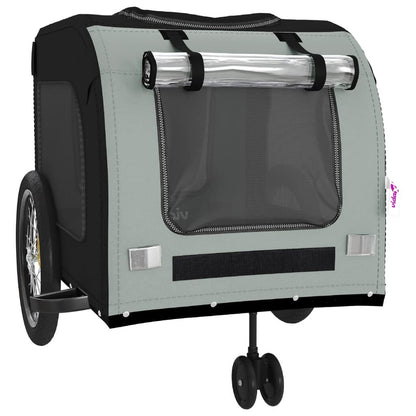 Vidaxl Remolque Bicicleta Para Mascotas Hierro Tela Oxford Negro Gris_4