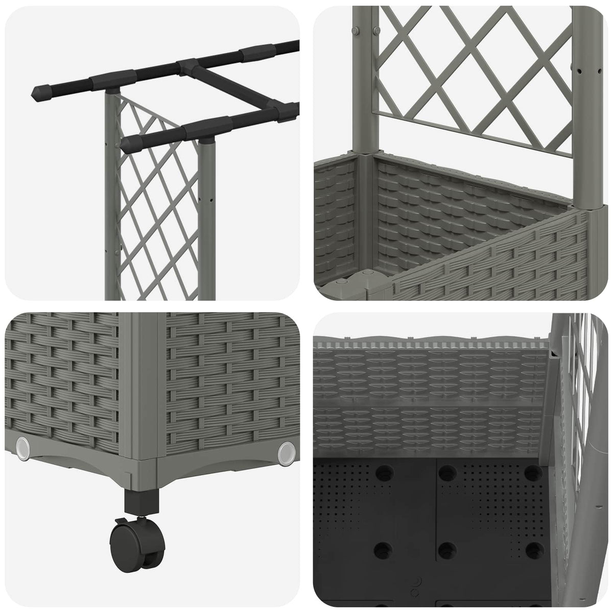 Cama Elevada Con Trellis Y Techo Gris Claro 162,5 X 40 X 142 Cm_5