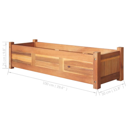 Arriates Elevados De Jardín 2 Pzas Madera Acacia 100x30x25 Cm_5