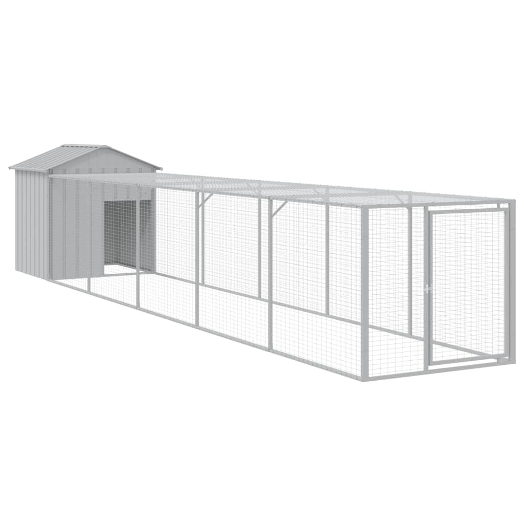 Vidaxl Gallinero Con Corral Acero Galvanizado Gris Claro 117x609x123cm_0