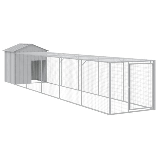 Vidaxl Gallinero Con Corral Acero Galvanizado Gris Claro 117x609x123cm_0