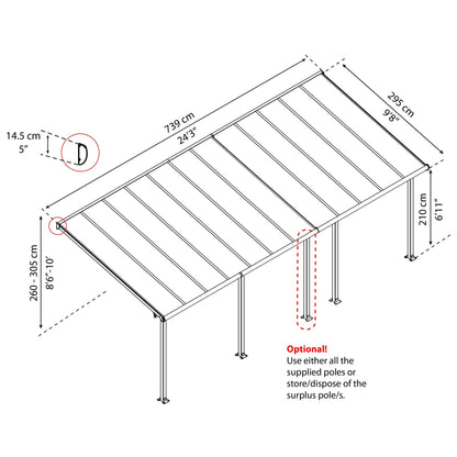 Pérgola adosada Olympia 739x294 blanco