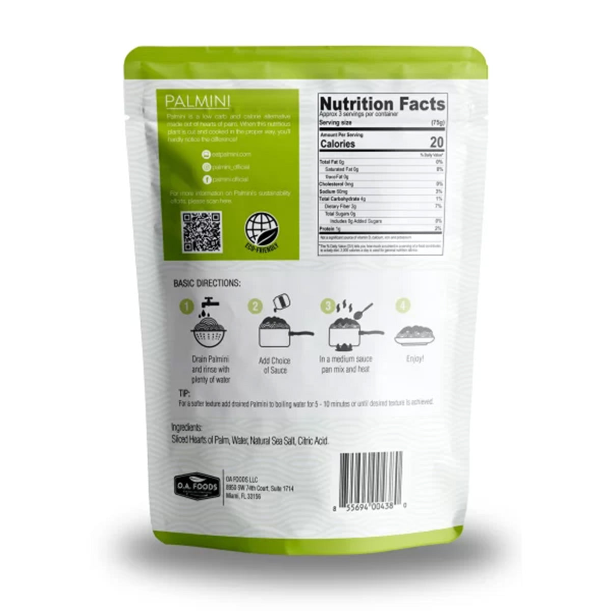 Pasta Linguine de palmito Palmini 338 g