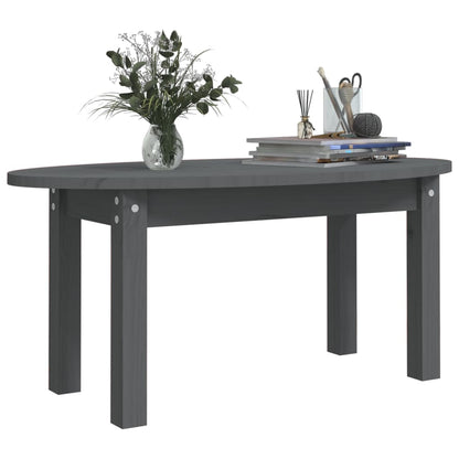 Mesa De Centro De Madera Maciza De Pino Gris 80x40x35 Cm_2