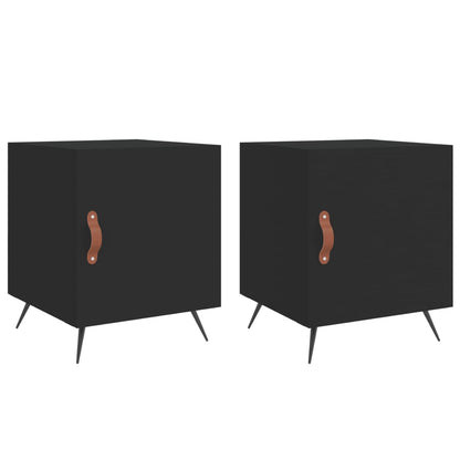 Mesitas De Noche 2 Uds Madera De Ingeniería Negro 40x40x50 Cm_0