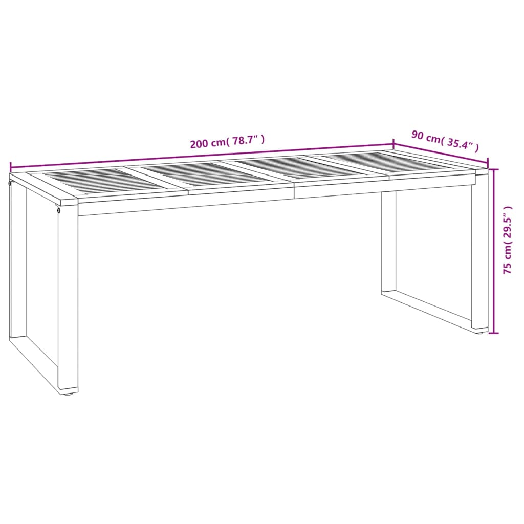 Juego De Comedor De Jardín 9 Pzas Madera Maciza Acacia Y Metal / Vetonek_1