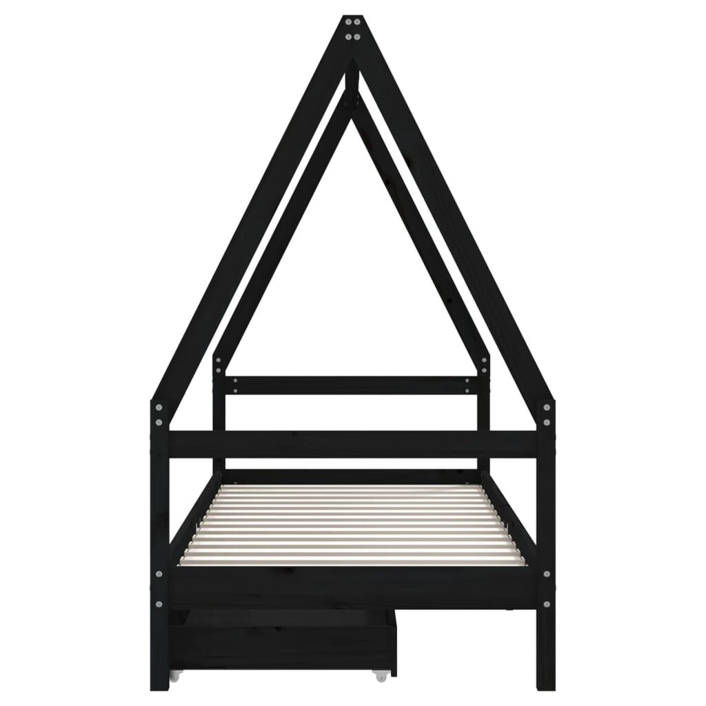 Vidaxl Estructura De Cama Niños Con Cajones Madera Pino Negro 90x200cm_4