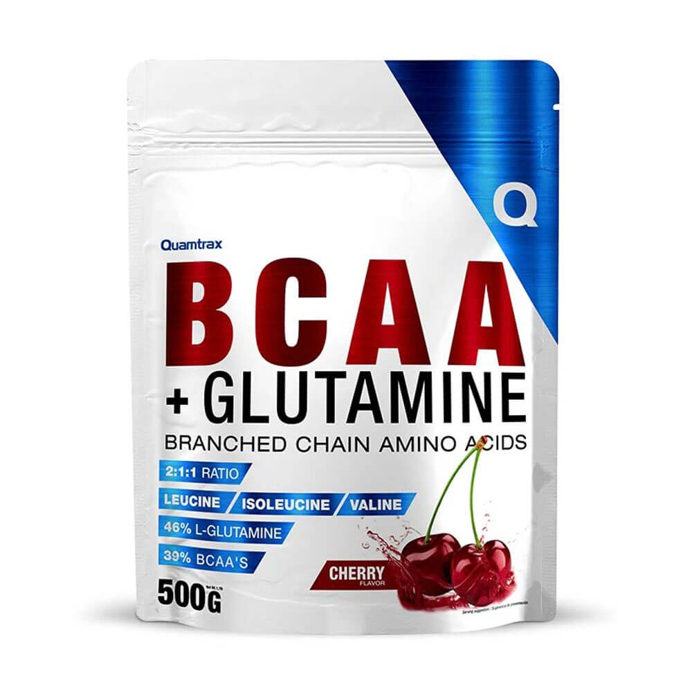 Bcaa + Glutamina - 500g - Cereza - Bcaa + Glutamina - Quamtrax_0