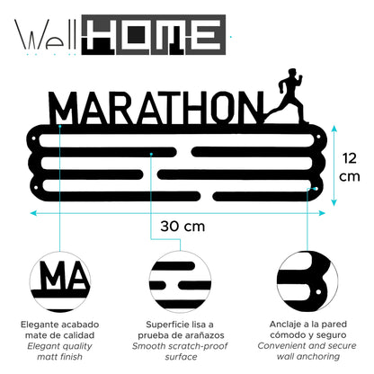Medallero Maratón Verde Pastel Well Home Para 15 Medallas - Regalo Fresco Para Runners_1