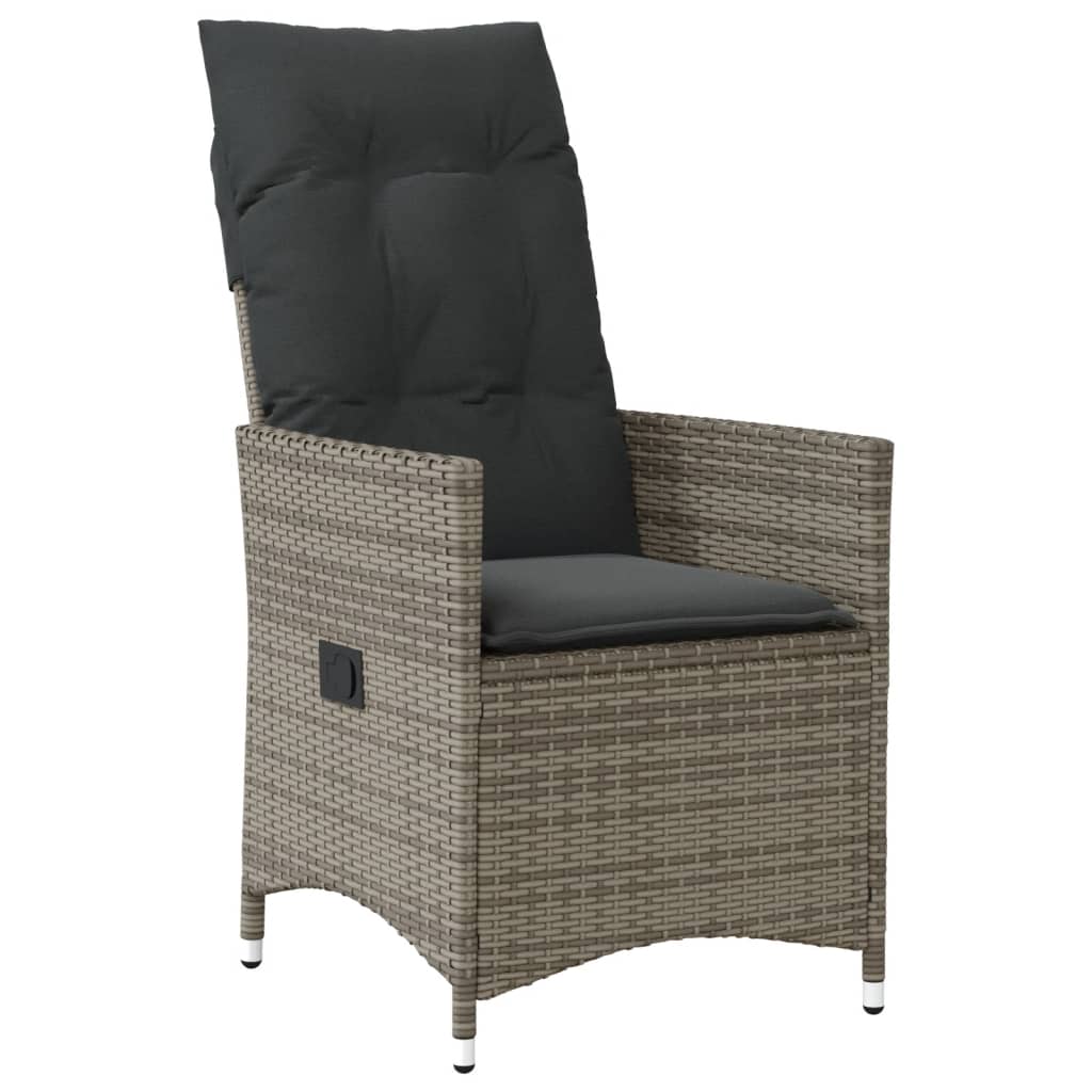 Set Comedor Jardín 9 Pzas Y Cojines Ratán Sintético Gris / Vetonek_5