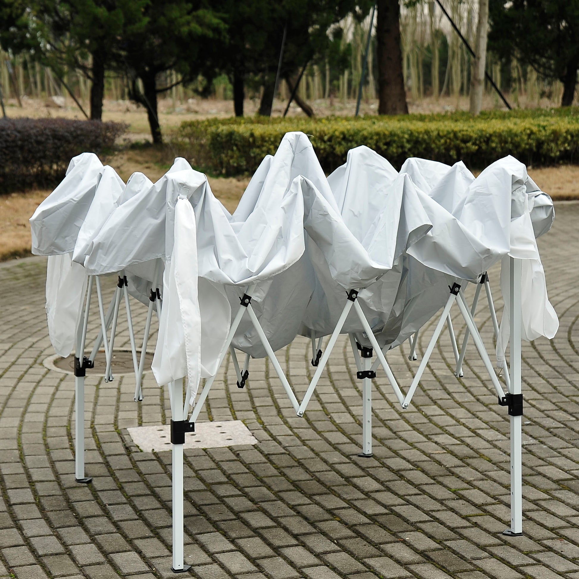 Outsunny Carpa Plegable 2,4x2,4 M De Jardín Diseño Pop Up De Acero Y Tela_3