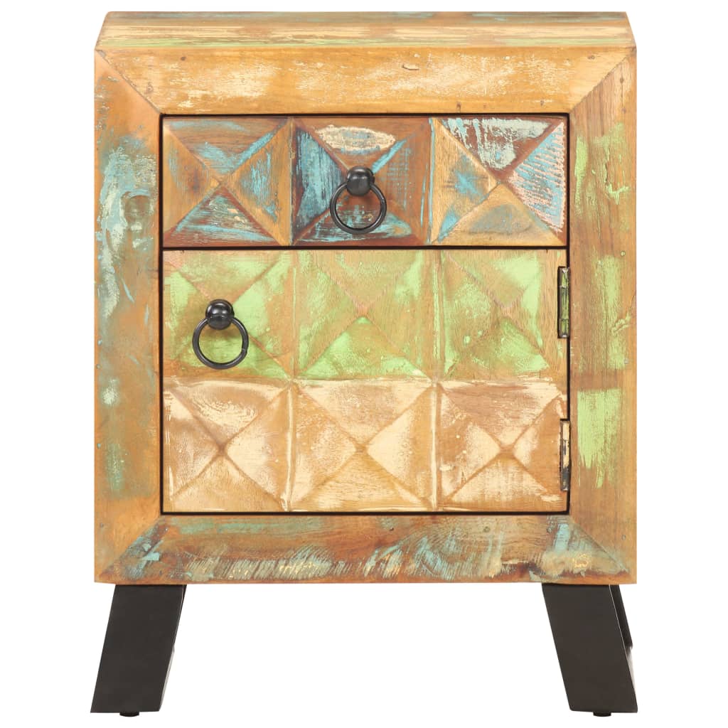 Mesita De Noche De Madera Maciza Reciclada 40x30x50 Cm_1