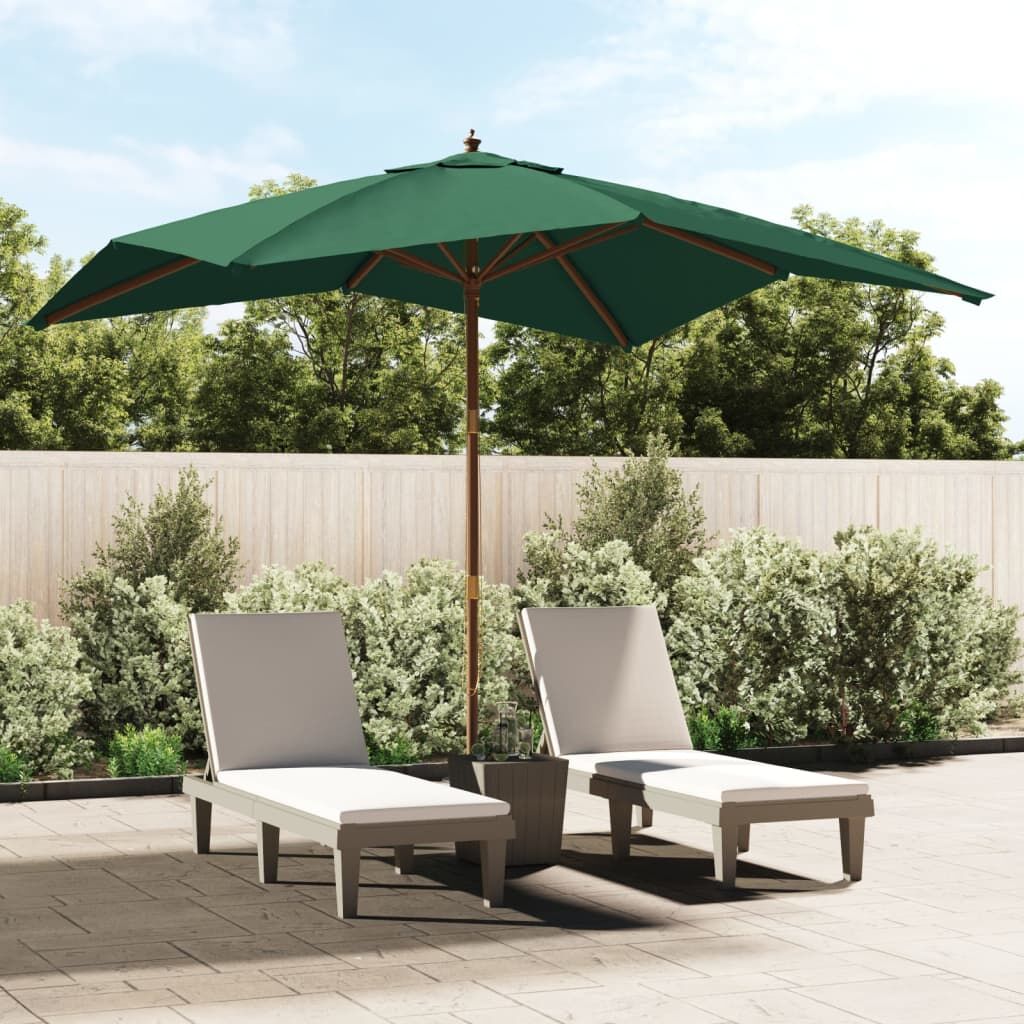 Vidaxl Sombrilla De Jardín Con Poste De Madera Verde 300x300x273 Cm_1