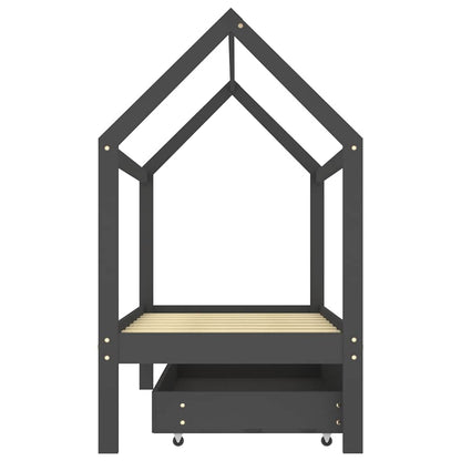 Vidaxl Estructura De Cama Infantil Y Cajón Madera Pino Gris 80x160cm_3