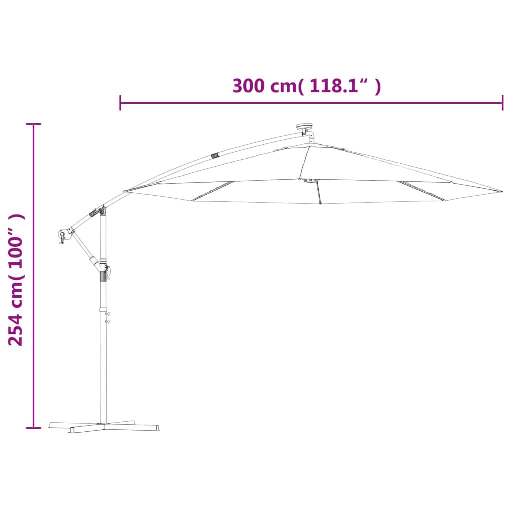 Vidaxl Sombrilla Jardín Voladiza Con Luces Led Palo De Acero Rojo Vino_2
