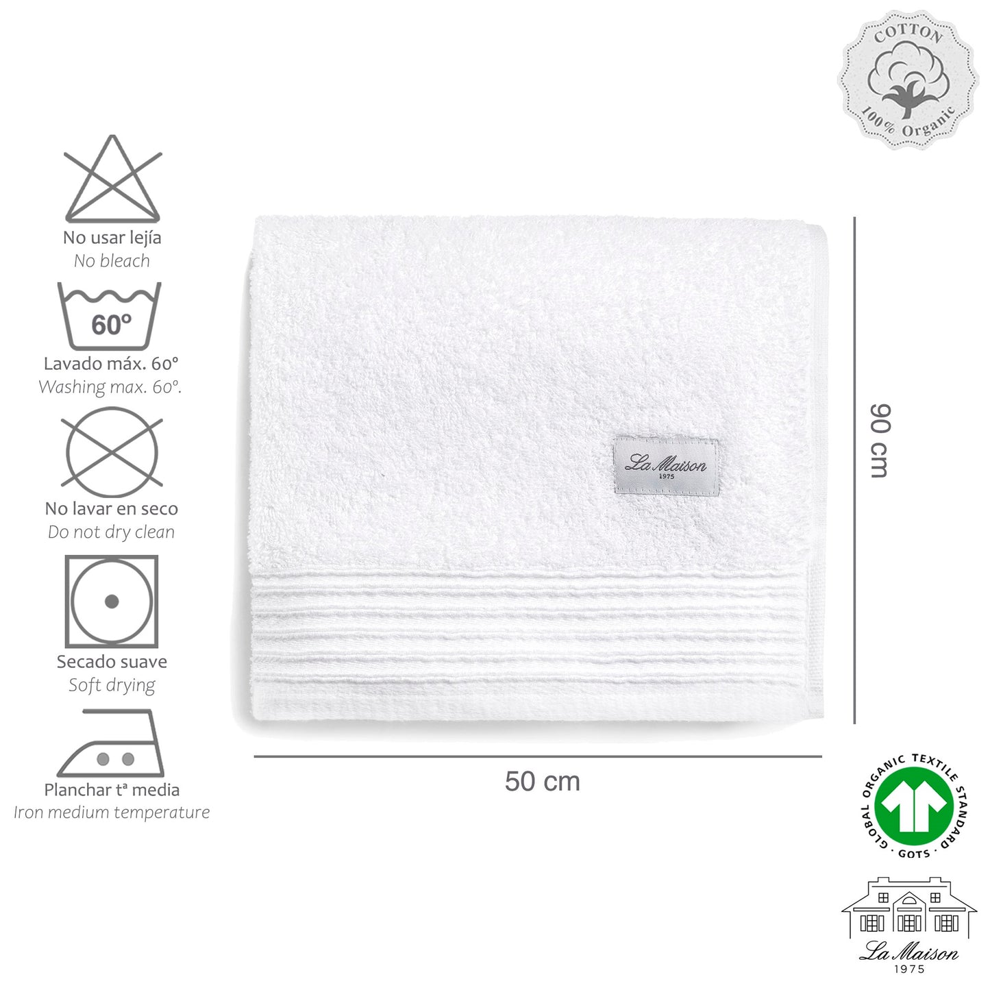 Toalla 50x90 Cm 100% Algodón Color Blanco - La Maison_1