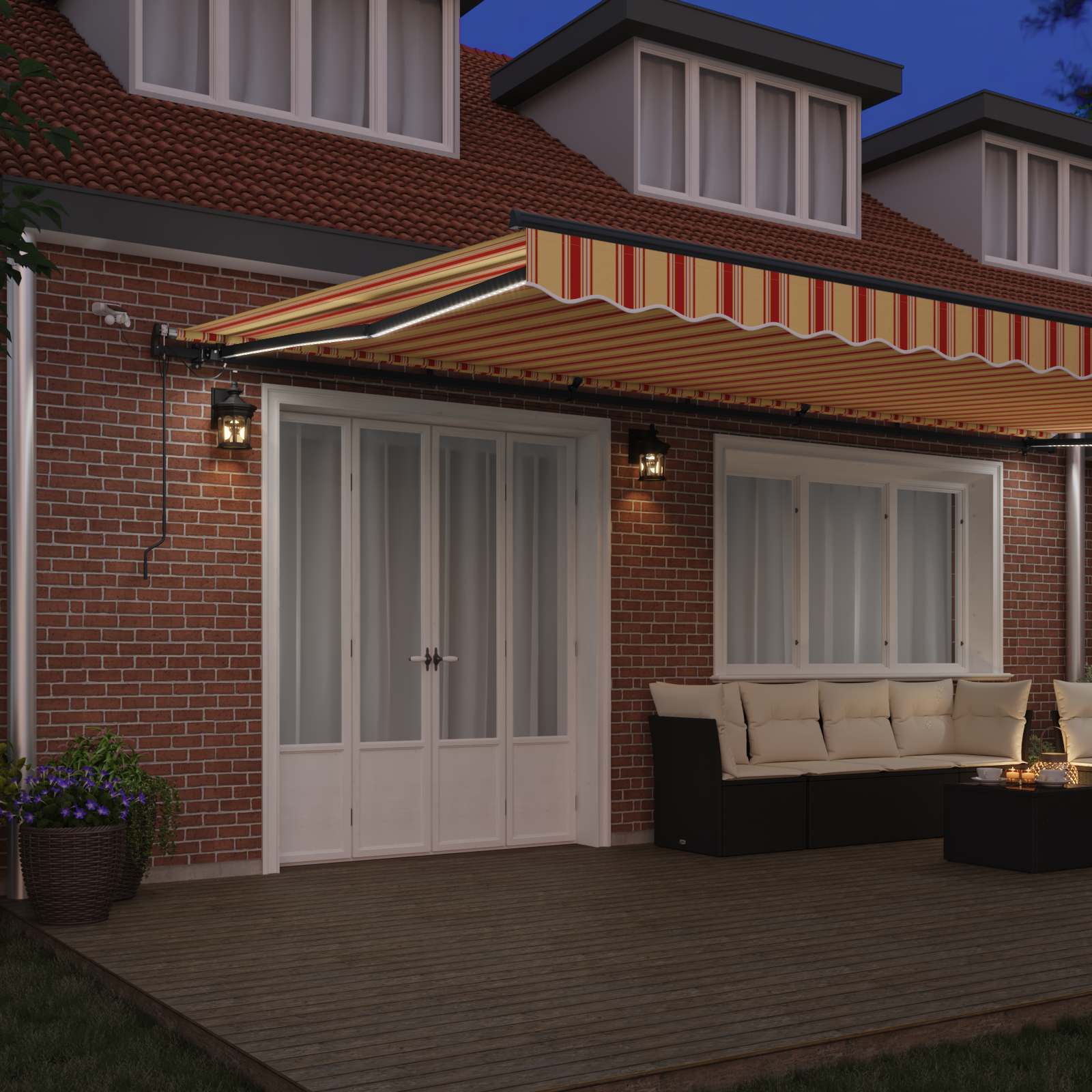 Toldo Retráctil Amarillo Y Naranja 600 X 300 Cm Poliéster_2