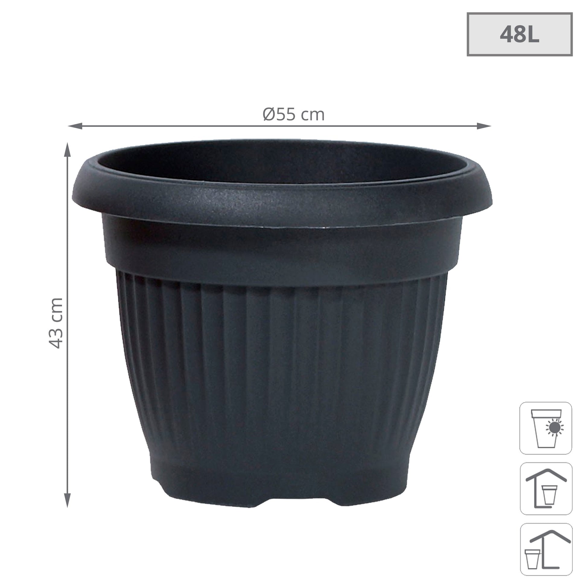 Maceta Terra 48l., Dimensiones (mm) 550x550x430, Color Antracita_2
