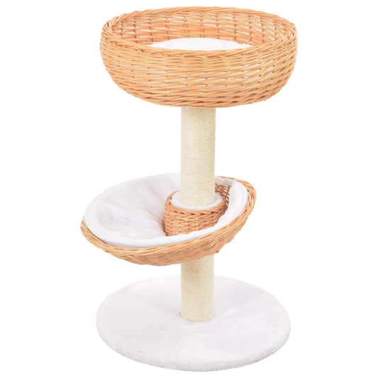 Vidaxl Rascador Para Gatos Con Poste De Sisal Madera Natural De Sauce_0
