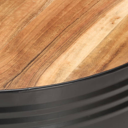 Mesa De Centro De Madera Maciza De Acacia Negro 68x68x36 Cm_2