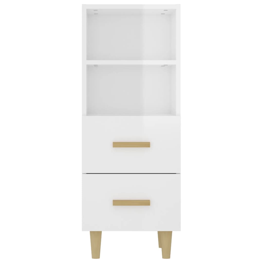 Aparador De Madera Contrachapada Blanco Brillante 34,5x34x90 Cm / Vetonek_2