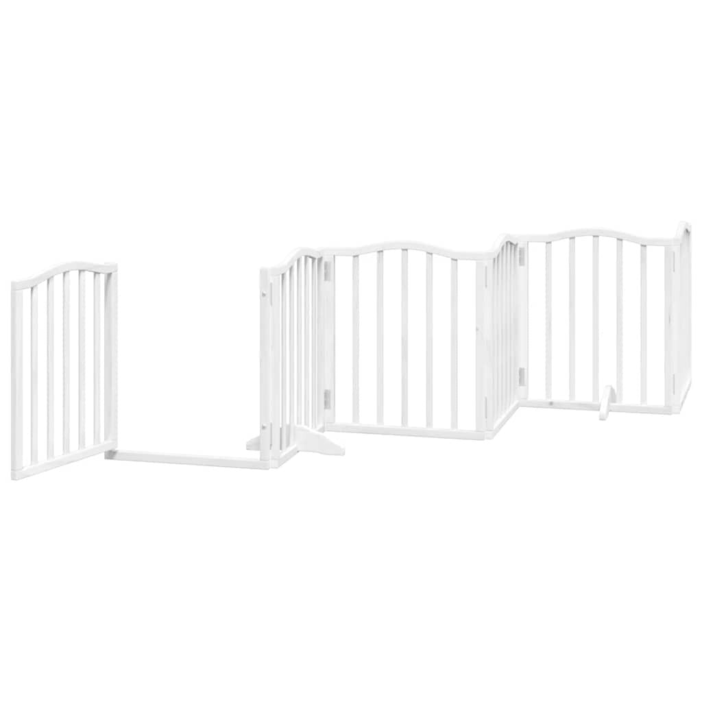 Vidaxl Puerta De Perros Plegable 12 Paneles Madera Álamo Blanca 600 Cm_3