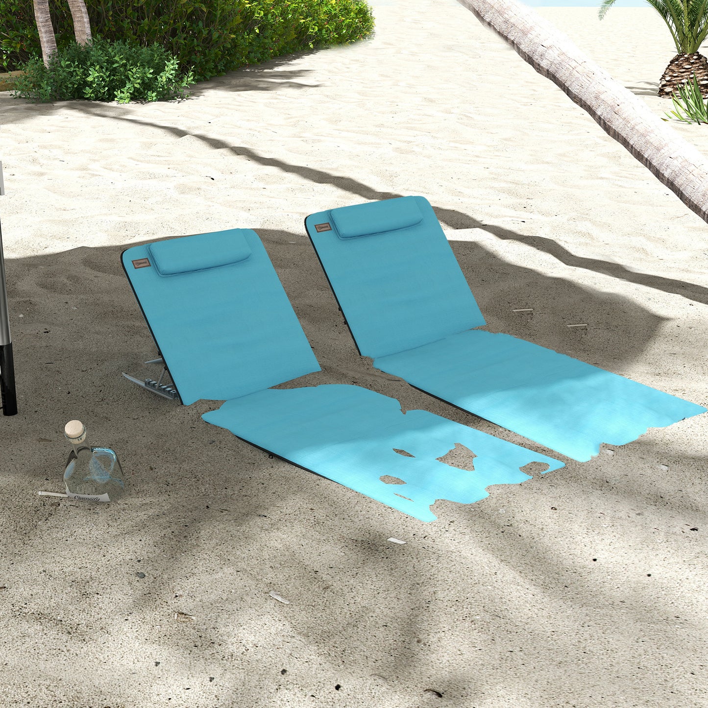 Outsunny Conjunto De 2 Esterillas De Playa Plegable 134x48x33-43 Cm Azul_1