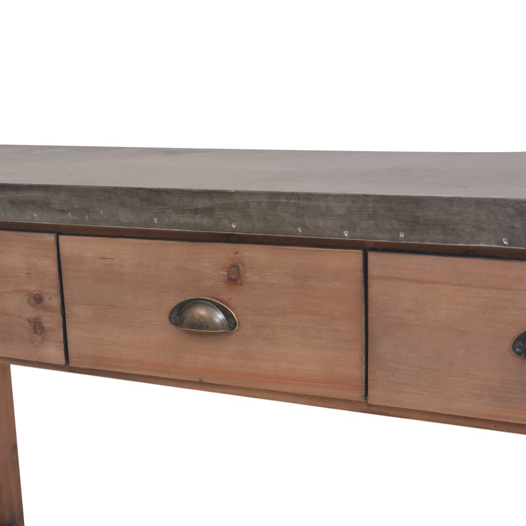 Mesa Consola De Madera De Abeto Maciza 122x35x80 Cm_4