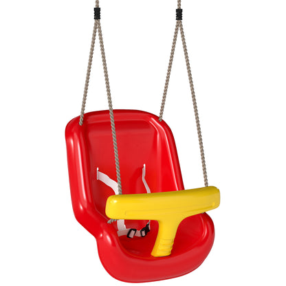 Aiyaplay Columpio Infantil Cuerda Ajustable Con Respaldo Alto Barandilla Rojo_0