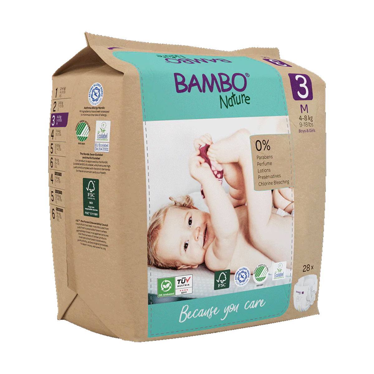 Pack Pañales T3 (4-8kg) Bambo Nature 168 uds