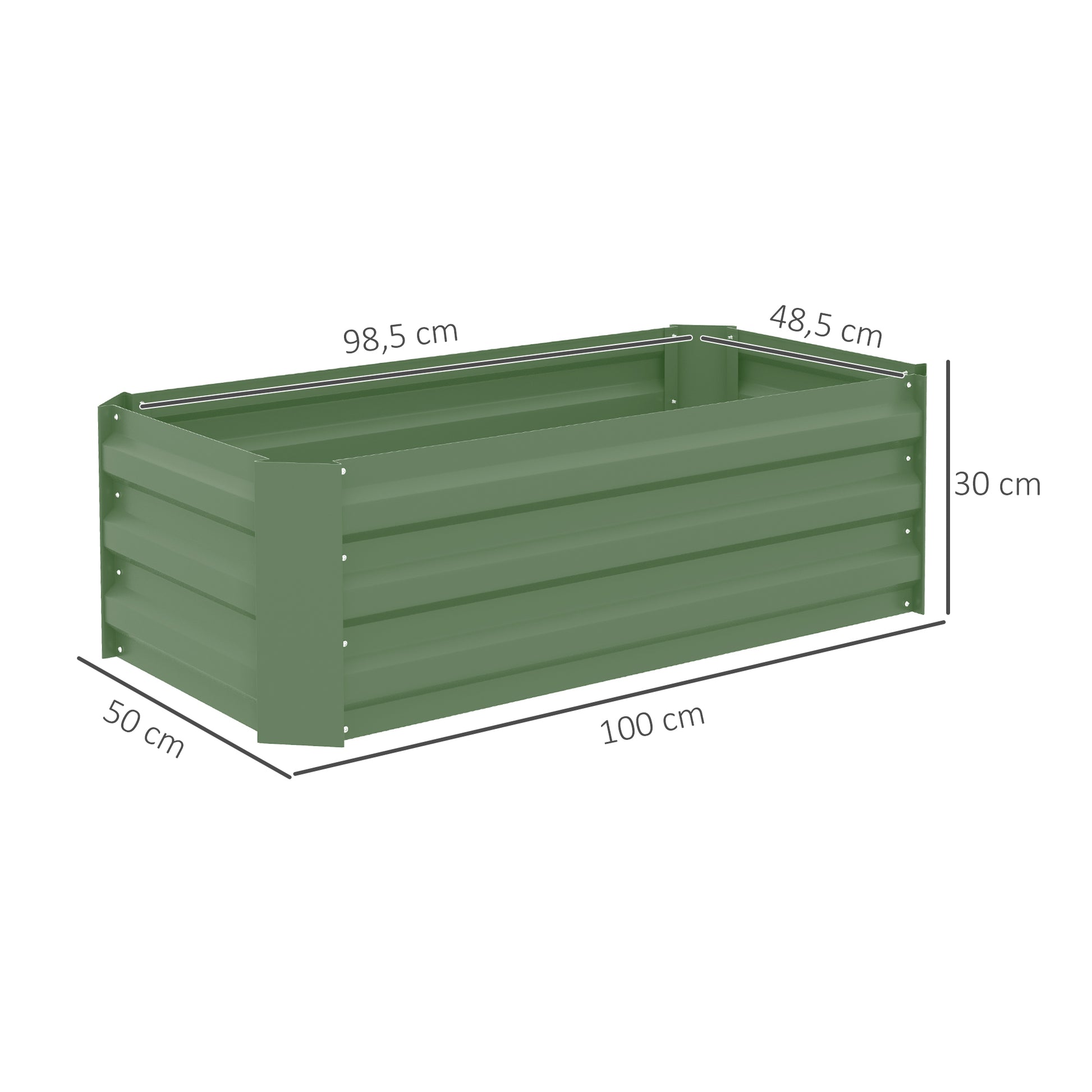 Outsunny Juego De 2 Jardineras Exterior Grandes De Acero 100x50x30 Cm Verde_2
