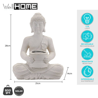 Luz Solar De Buda Polystone Blanco Puro 21x14x28cm_1