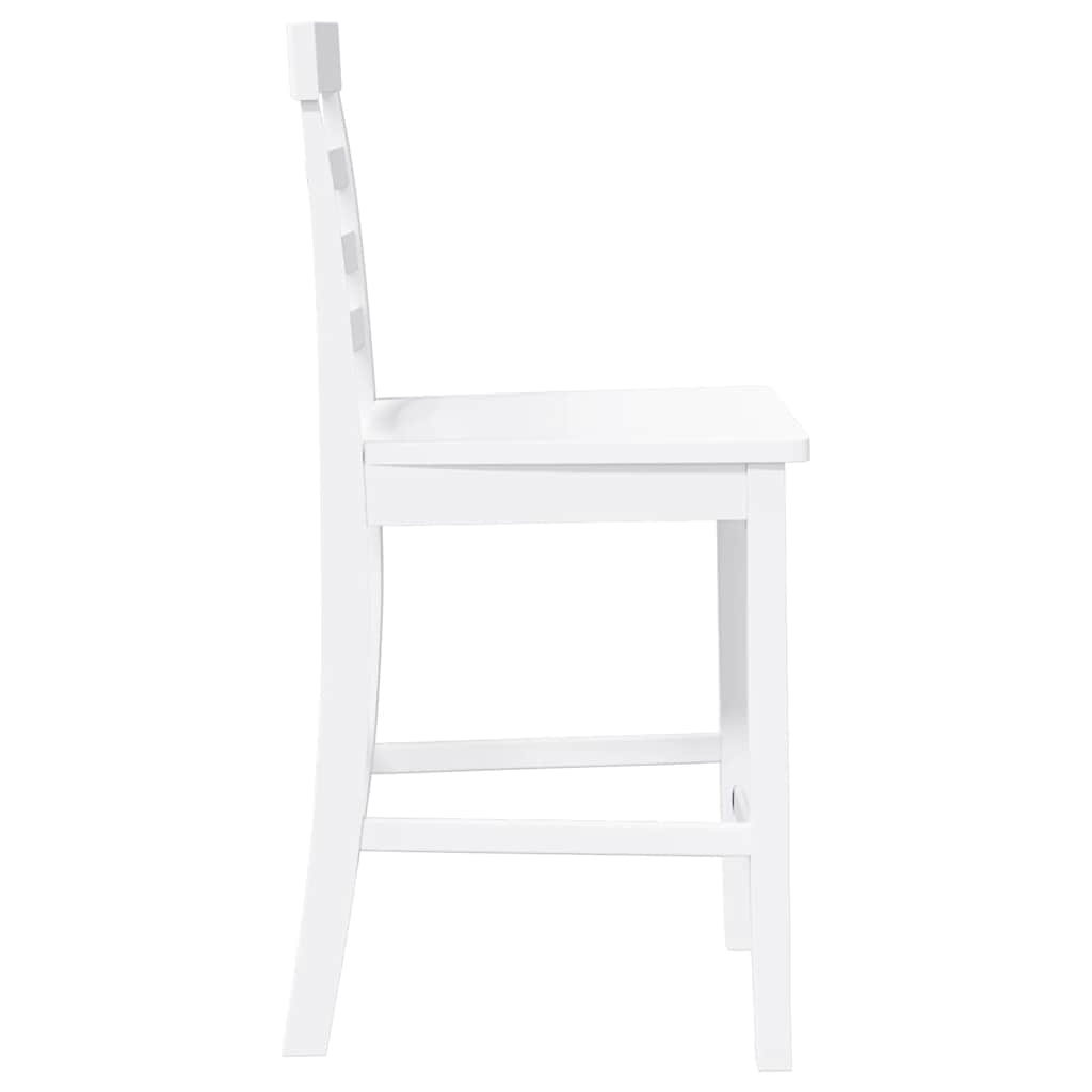 Taburetes De Bar 2 Uds Madera Maciza Blanca Caucho_4