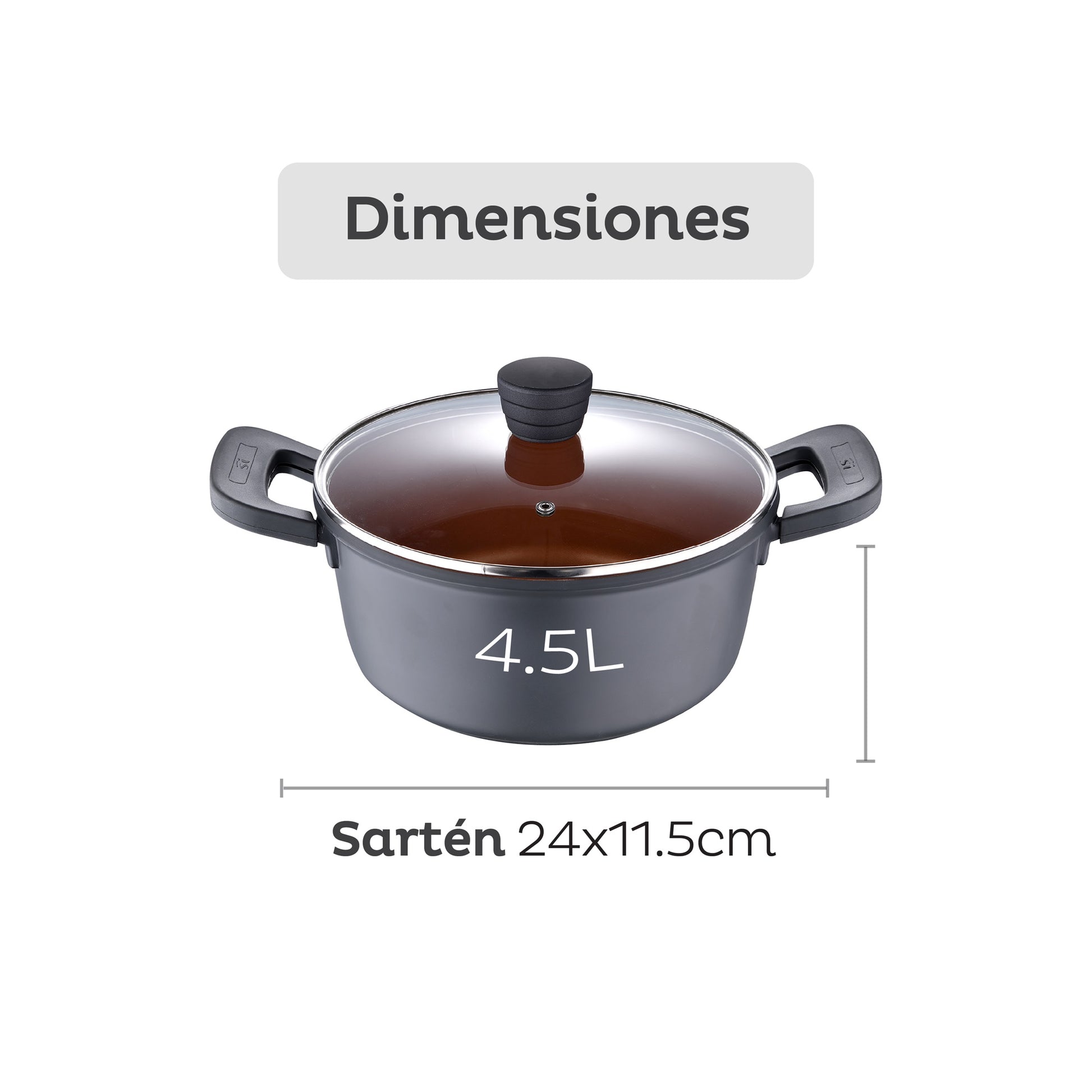Cacerola Antiadherente 24cm 4,5l Bronze San Ignacio_1