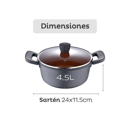 Cacerola Antiadherente 24cm 4,5l Bronze San Ignacio_1