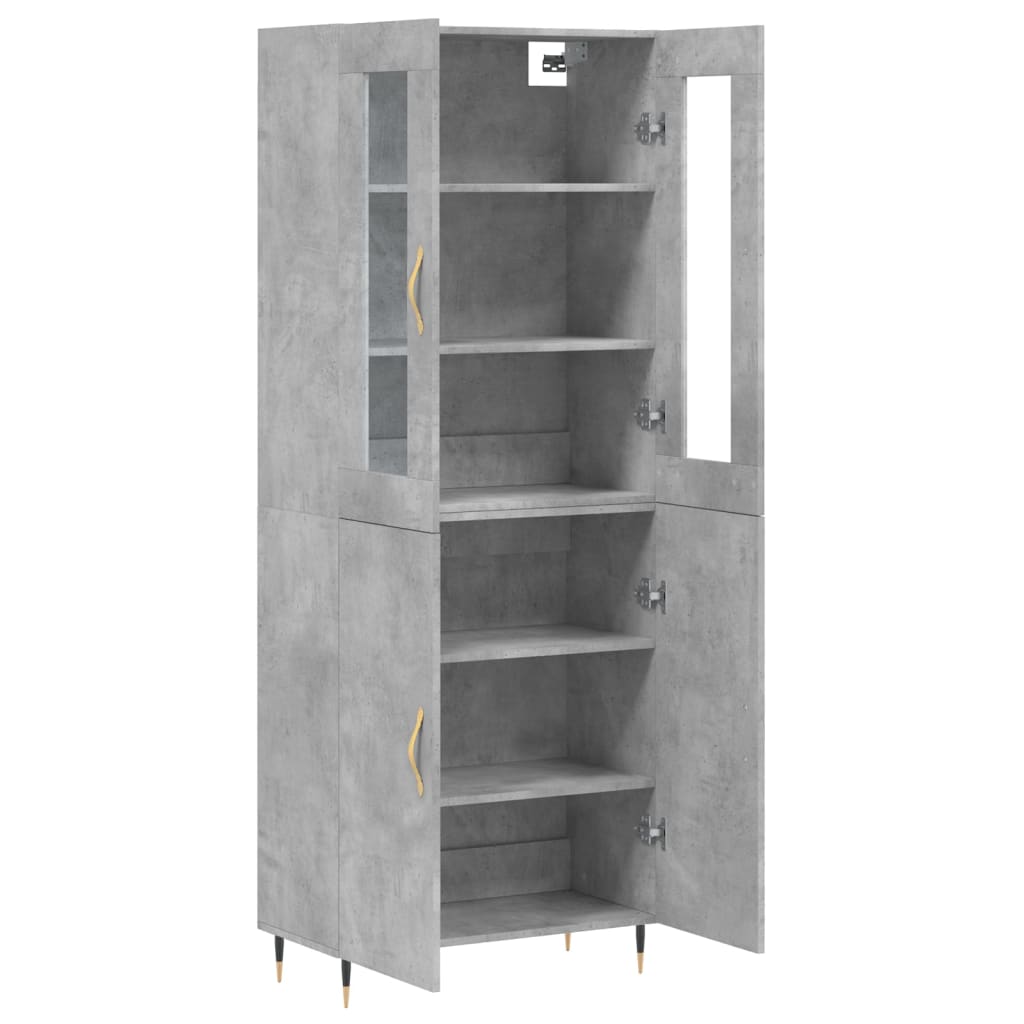 Aparador Alto Madera Contrachapada Gris Hormigón 69,5x34x180 Cm_3