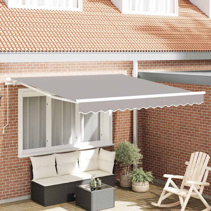Toldo Retráctil Gris Claro 350 X 250 Cm Poliéster Y Aluminio_1