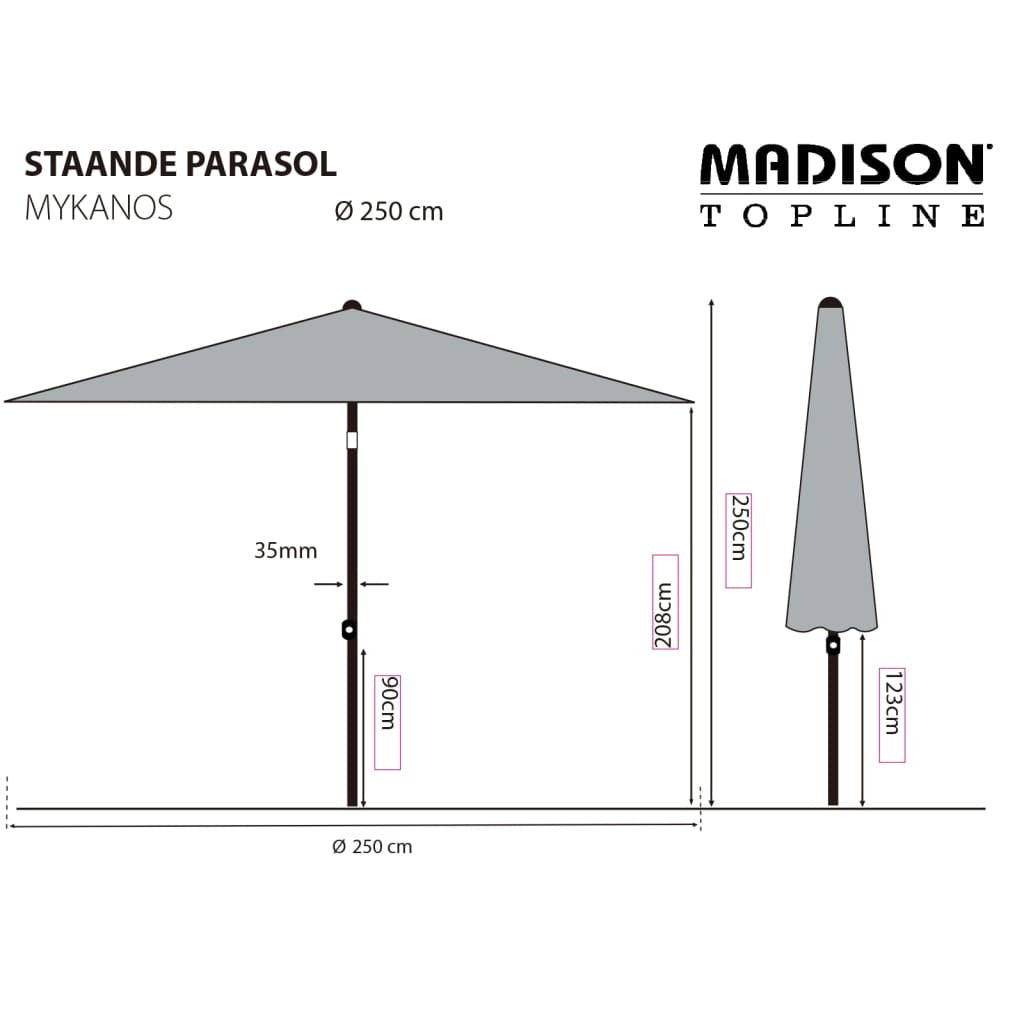 Madison Sombrilla De Jardín Mykanos Color Crudo 250 Cm_2