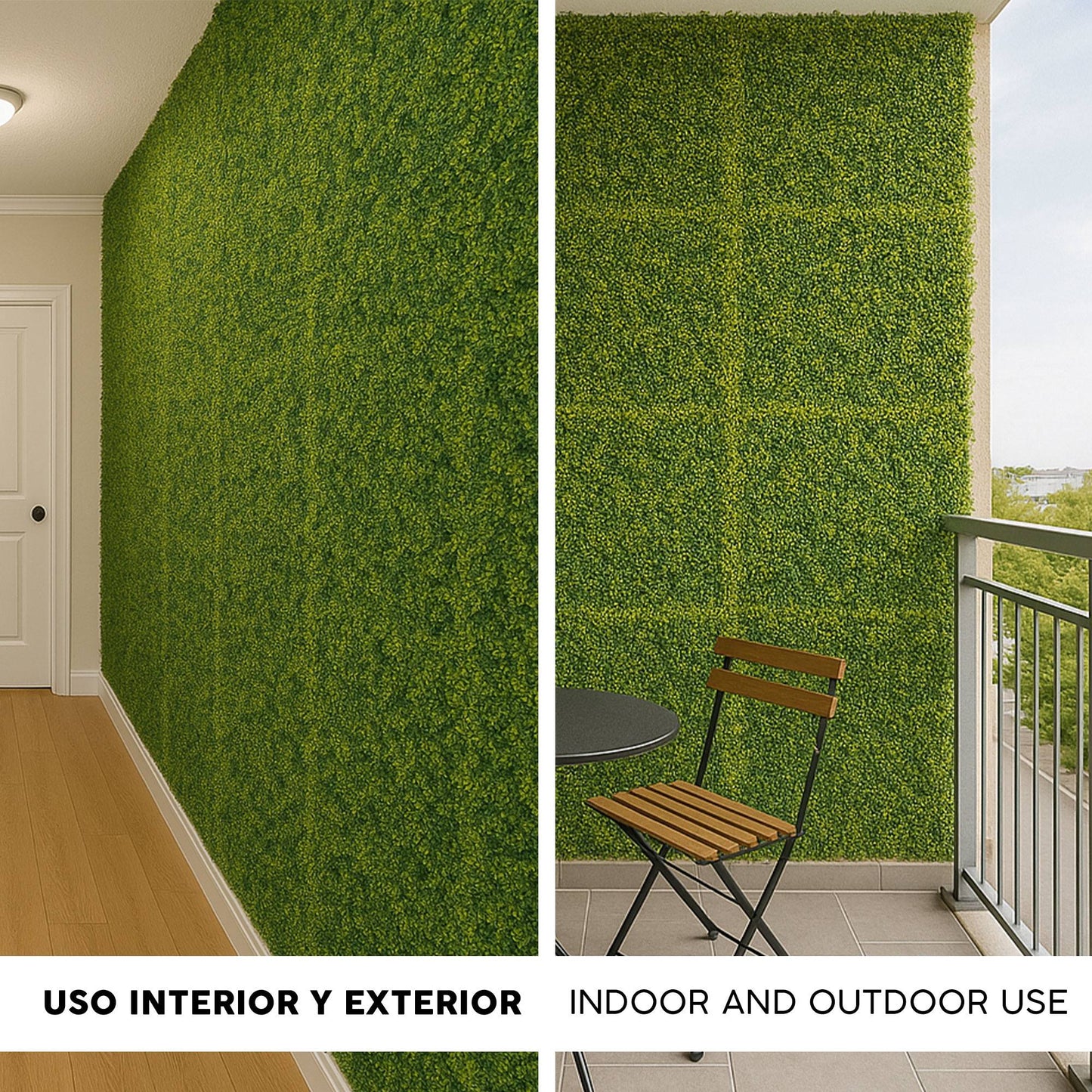 Jardín Vertical Artificial 100x100cm Well Home Hojas Verdes De Estilo Moderno