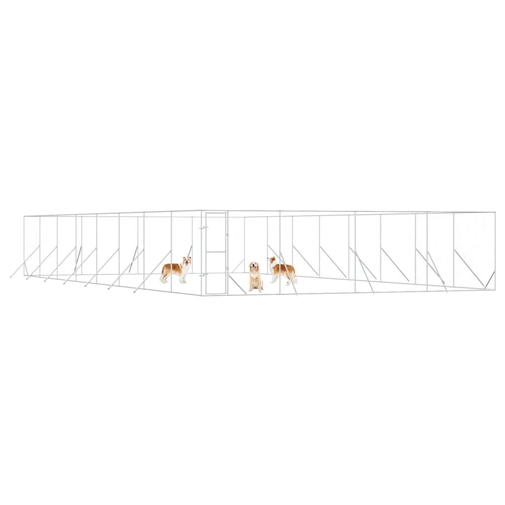 Perrera De Exterior Acero Galvanizado Plateado 8x16x2 M_3