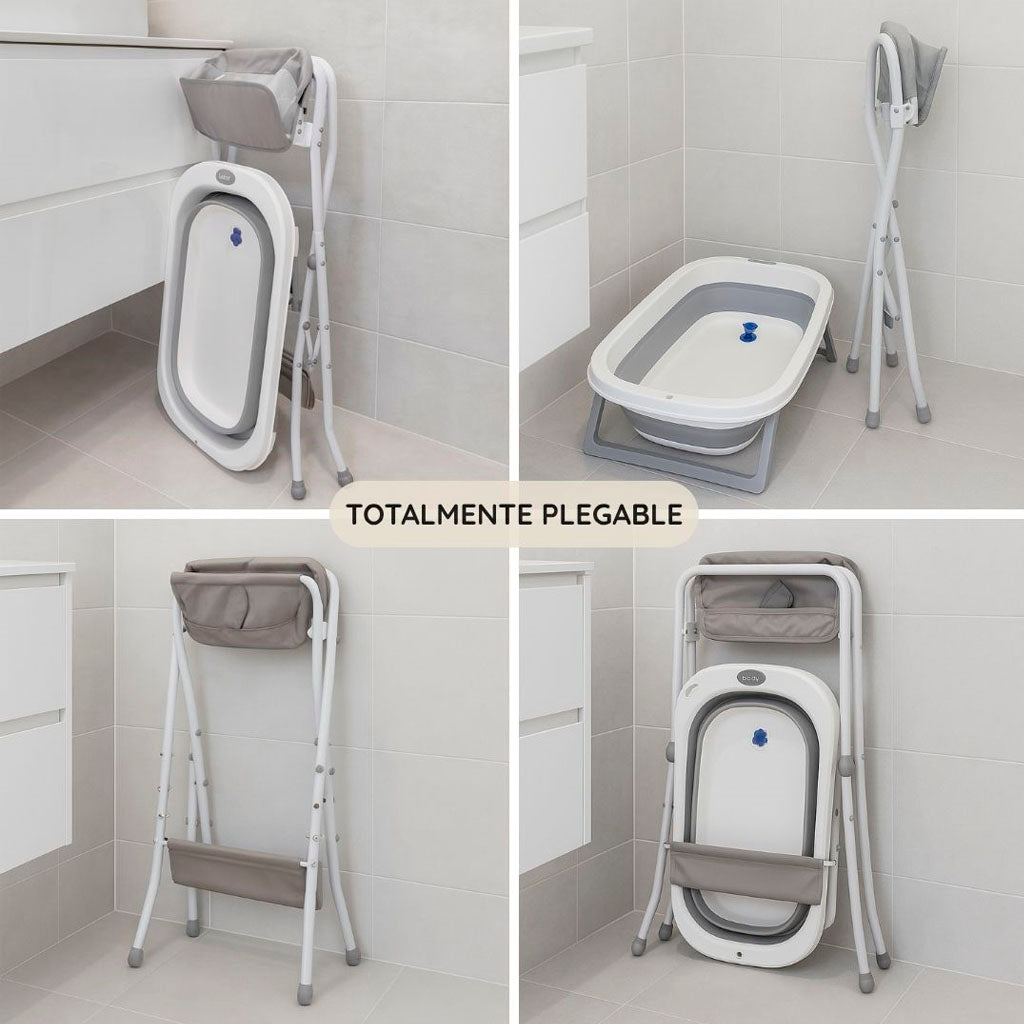 Bathby | Bañera Plegable De Bebé Con Soporte Antideslizante, Tubo De Desagüe, Cesta Y Organizador | Segura Y Ligera_4